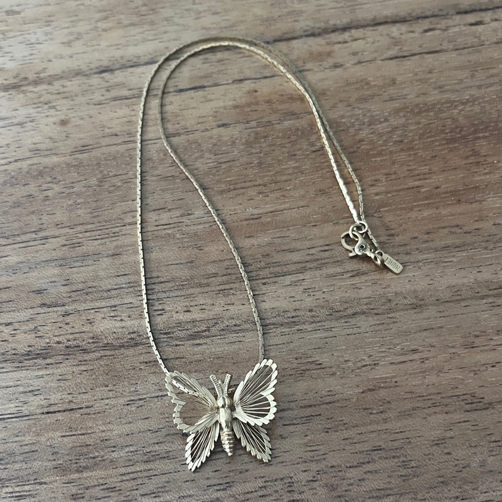 Elegant Monet Vintage Gold Butterfly Necklace